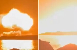 Moment barst er een enorme explosie los in een van de belangrijkste oliehavens van Vlad nadat Oekraïne deze heeft getroffen met een nieuwe ‘monster’-raket